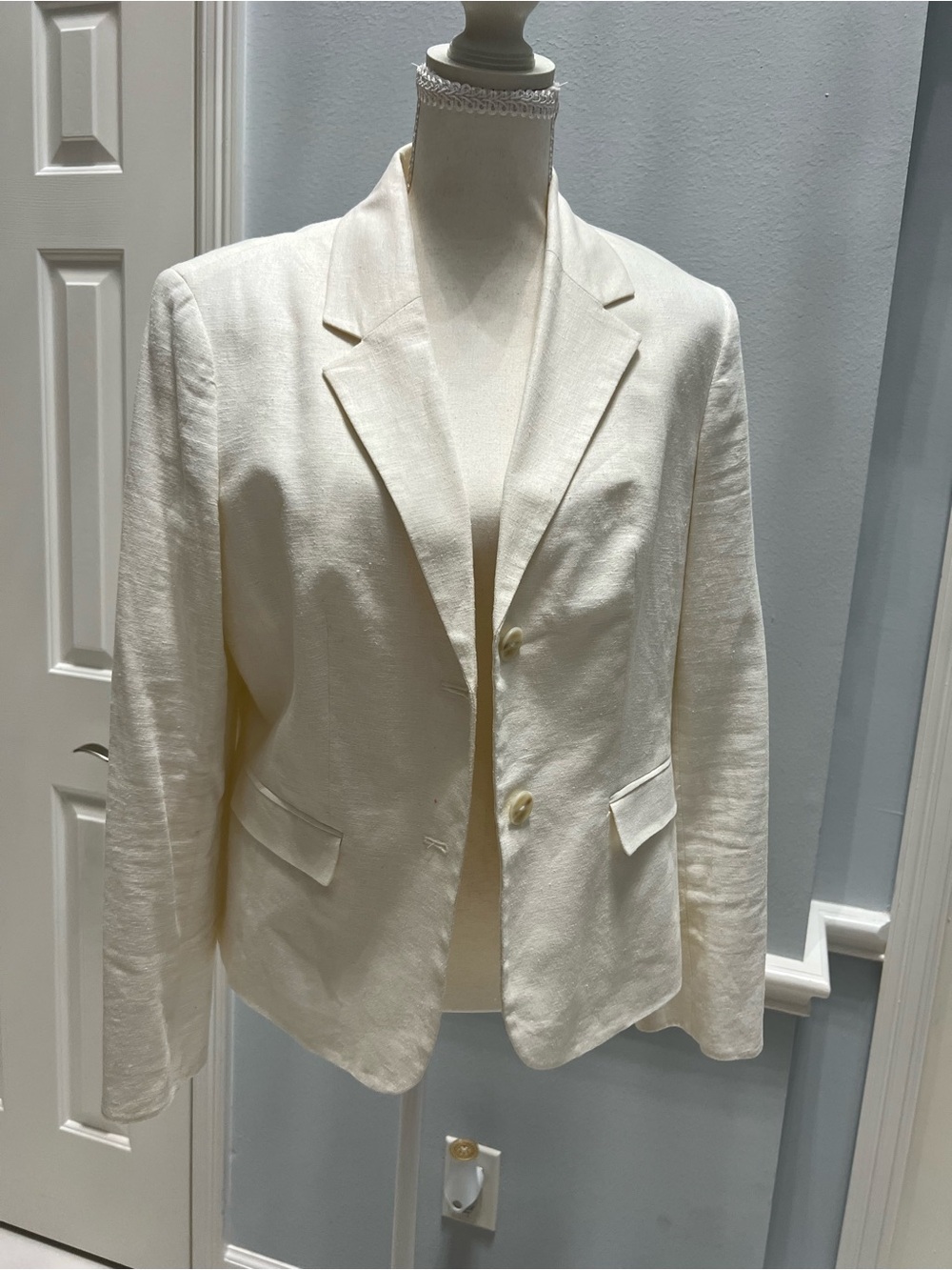 Nine West White Linen-Look Blazer Size M